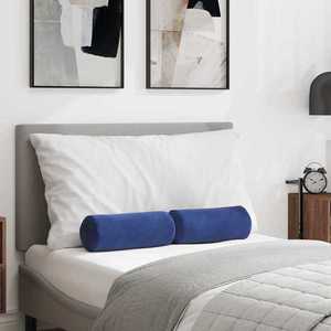 vidaXL Perne Bolster 2 pcs Albastru Poliție Ø 15 x 40 cm imagine