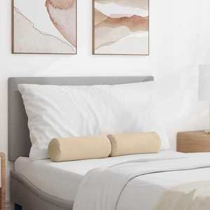 vidaXL Perne Bolster 2 pcs Crem Ø 15 x 40 cm Țesătură din microfibră imagine