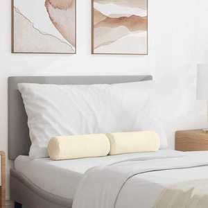 vidaXL Perne Bolster 2 pcs Crem Ø 15 x 40 cm Țesătură din corduroy imagine