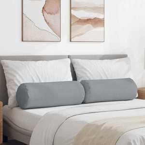 vidaXL Perne Bolster 2 pcs Gri deschis Ø 25 x 70 cm țesătură imagine