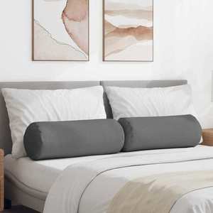 vidaXL Perne Bolster 2 pcs Gri închis Ø 25 x 70 cm țesătură imagine