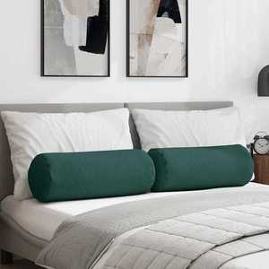 vidaXL Perne Bolster 2 pcs Verde închis Ø 25 x 70 cm țesătură imagine