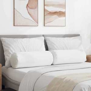vidaXL Perne Bolster 2 pcs Alb Ø 25 x 70 cm țesătură imagine