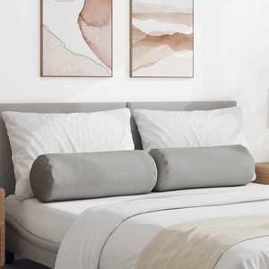 vidaXL Perne Bolster 2 pcs Gri nori Ø 25 x 70 cm țesătură imagine