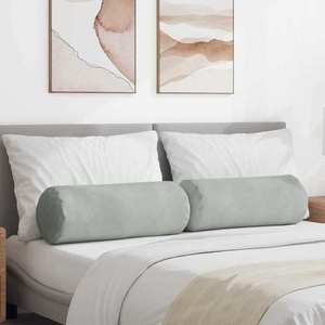 vidaXL Perne Bolster 2 pcs Gri deschis Ø 25 x 70 cm imagine