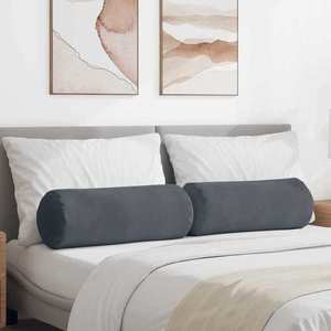 vidaXL Perne Bolster 2 pcs Gri închis Ø 25 x 70 cm imagine