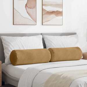 vidaXL Perne Bolster 2 pcs Maro Ø 25 x 70 cm Țesătură din corduroy imagine