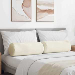 vidaXL Perne Bolster 2 pcs Crem Ø 25 x 70 cm Țesătură din corduroy imagine