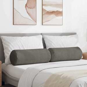 vidaXL Perne Bolster 2 pcs Gri deschis Ø 25 x 70 cm imagine