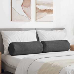 vidaXL Perne Bolster 2 pcs Gri închis Ø 25 x 70 cm imagine