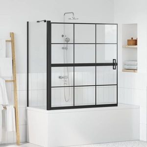 vidaXL Ecran de baie pentru duș Negru și transparent 116 x 68 x 128 cm imagine