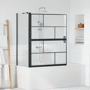 vidaXL Ecran de baie pentru duș Negru și transparent 116 x 68 x 128 cm imagine