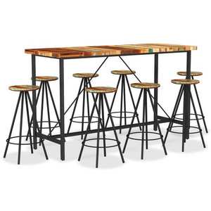 vidaXL Set mobilier de bar, 9 piese, lemn masiv reciclat imagine