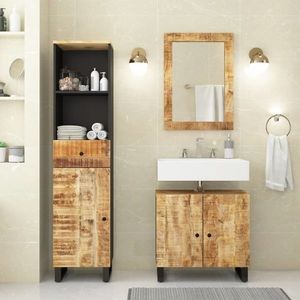 vidaXL Set mobilier de baie, 3 piese, lemn masiv de mango imagine
