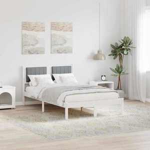 vidaXL Cadru de pat cu tăblie tapițată Gri deschis 120 x 200 cm imagine