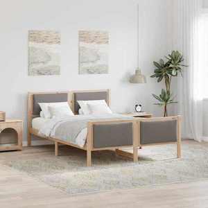 vidaXL Cadru de pat cu headboard Gri taupe 135 x 190 cm țesătură imagine