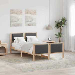 vidaXL Cadru de pat cu headboard Gri închis 120 x 190 cm țesătură imagine