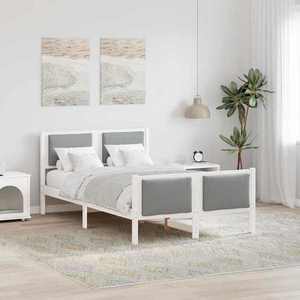 vidaXL Cadru de pat cu headboard Gri deschis 120 x 190 cm țesătură imagine