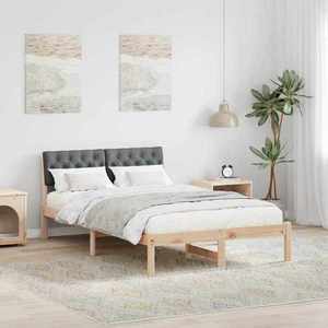 vidaXL Cadru de pat maro și gri închis 120 x 200 cm Lemn masiv de pin imagine