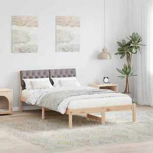 vidaXL Cadru de pat Maroniu și taupe 120 x 200 cm Lemn masiv de pin imagine