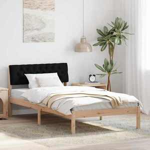 vidaXL Cadru de pat Maro și negru 100 x 200 cm Lemn masiv de pin imagine