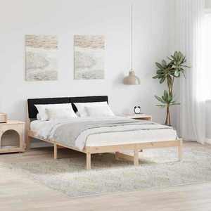 vidaXL Cadru de pat Maro și negru 135 x 190 cm Lemn masiv de pin imagine