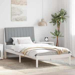 vidaXL Cadru de pat cu headboard Alb 100 x 200 cm Lemn de pin masiv imagine