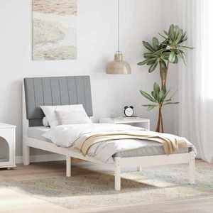 vidaXL Cadru de pat cu headboard Alb 75 x 190 cm Lemn de pin masiv imagine