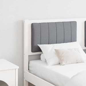 vidaXL Tăblie tapițată cu headboard Alb 140 cm Lemn de pin masiv imagine