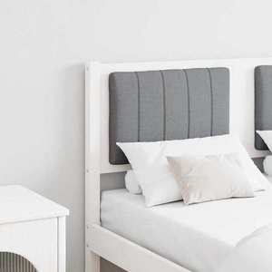 vidaXL Tăblie tapițată cu headboard Alb 120 cm Lemn de pin masiv imagine