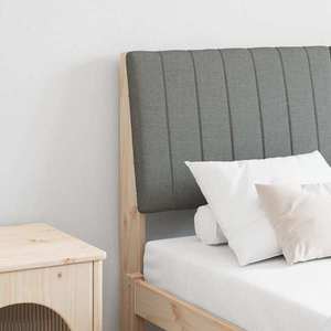 vidaXL Tăblie tapițată Gri închis 135 cm Lemn de pin masiv imagine