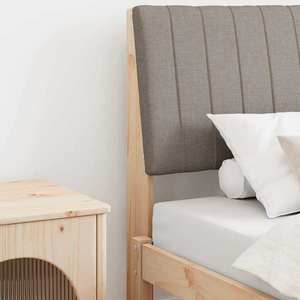 vidaXL Tăblie tapițată Gri taupe 90 cm Lemn de pin masiv imagine