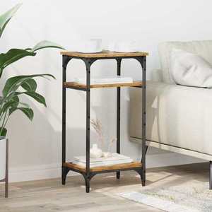 vidaXL Masă laterală cu raft Lemn Vechi 40 x 30 x 75 cm Lemn compozit imagine