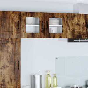 vidaXL Dulap suspendat de bucătărie cu raft 2 pcs Stejar fumuriu imagine