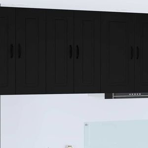 vidaXL Dulap suspendat de bucătărie cu ușă 2 pcs Negru 30 x 31 x 80 cm imagine