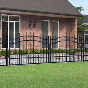 vidaXL Poartă de gard cu vârf tip suliță, neagră, 305x100 cm, oțel vopsit în câmp electrostatic imagine