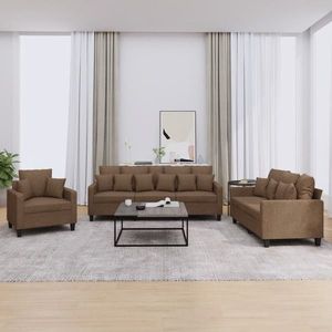 vidaXL Set canapea perne/perne decorative, 3 piese, maro, textil imagine