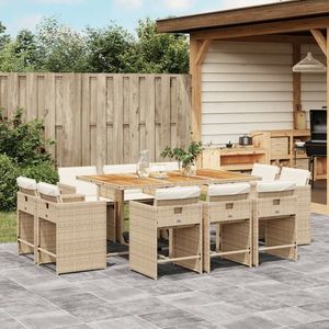 vidaXL Set mobilier de exterior cu perne, 11 piese, bej, poliratan imagine