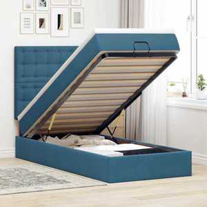 vidaXL Cadru de pat otoman cu saltele Albastru închis 90x190cm catifea imagine