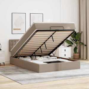 vidaXL Pat otoman cu saltele și LEDs, 140x190cm, piele ecologică imagine