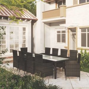 vidaXL Set mobilier de exterior cu perne, 11 piese, negru, poliratan imagine