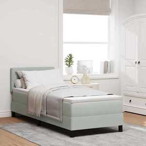 vidaXL Pat cu arcuri cu headboard Gri deschis 80 x 200 cm Catifea imagine