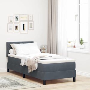 vidaXL Pat cu arcuri cu headboard Gri închis 80 x 200 cm Catifea imagine