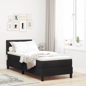 vidaXL Pat cu arcuri cu headboard Negru 80 x 200 cm Catifea imagine
