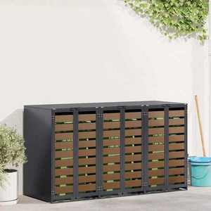 vidaXL Depozitare pentru 3 pubele Wheelie Antracit imagine