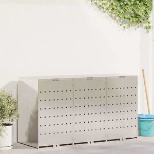 vidaXL Depozitare pentru 3 pubele Wheelie Argintiu imagine