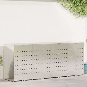 vidaXL Depozitare pentru 3 pubele Wheelie Argintiu imagine