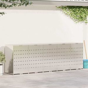 vidaXL Depozitare pentru 3 pubele Wheelie Argintiu imagine