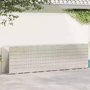 vidaXL Depozitare pentru 3 pubele Wheelie Argintiu imagine