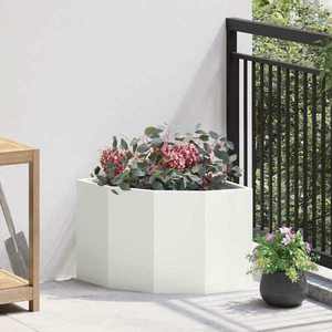 vidaXL Ghiveci de colț Alb 45 x 45 x 35 cm Oțel imagine